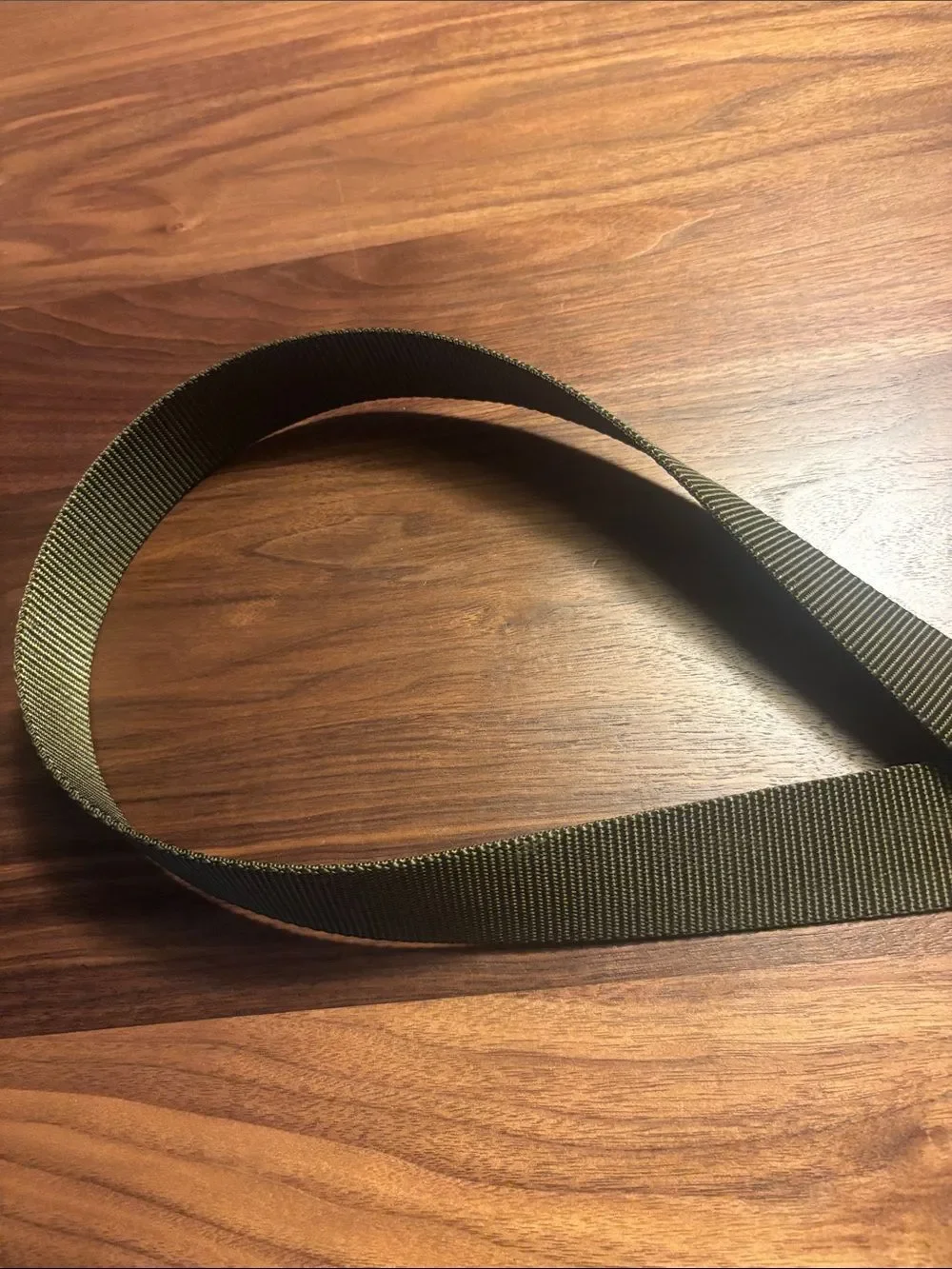 Bison Men's Olive Green Webbing Belt with Metal D-Ring Buckle - M